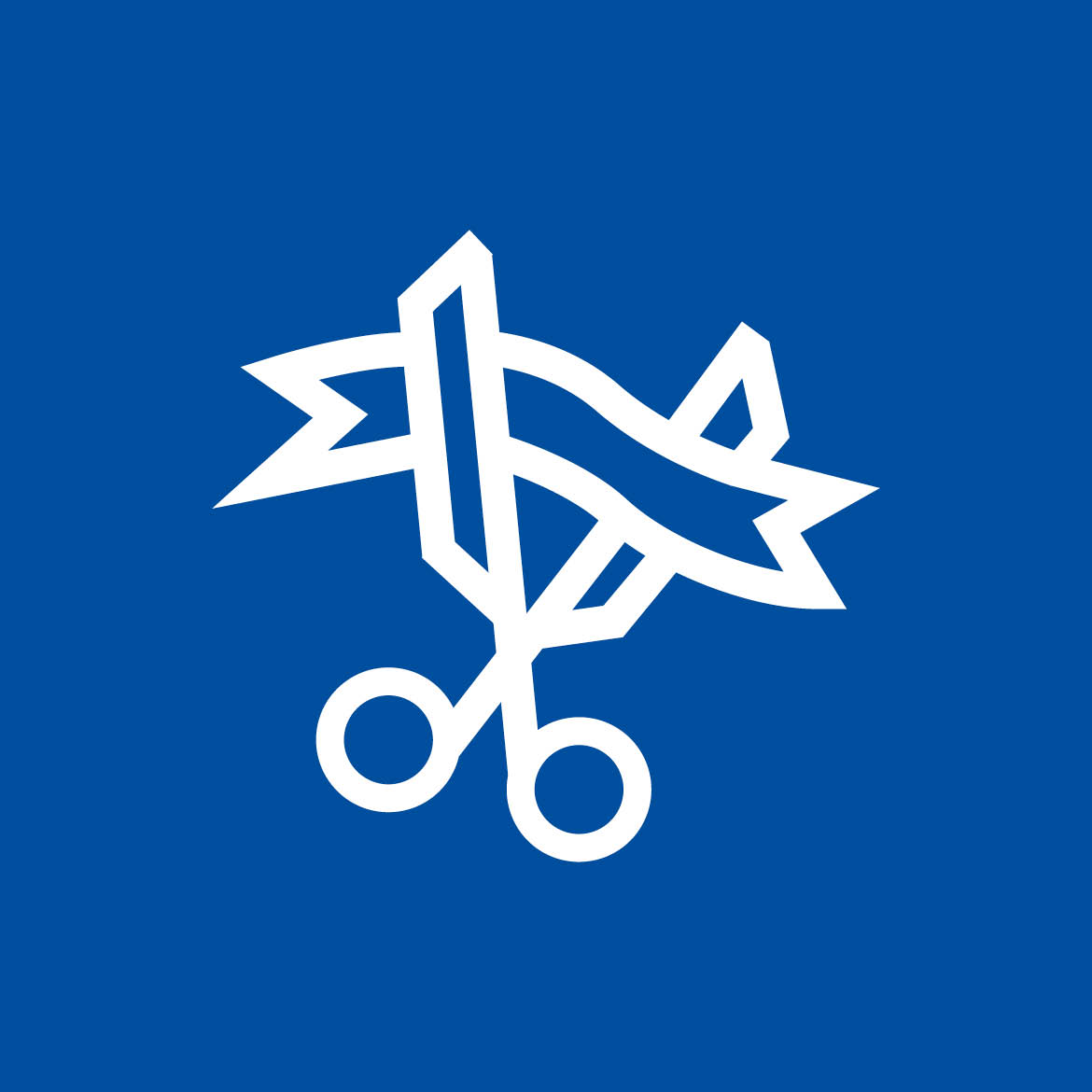 Icon Eroeffnung auf blauem Hintergrund