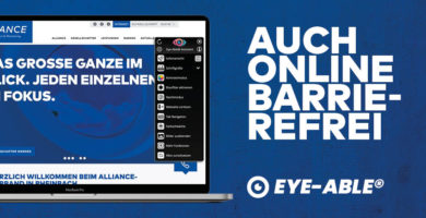 Bild der Website von Alliance mit dem Fokus auf das Eye-Able® Tool