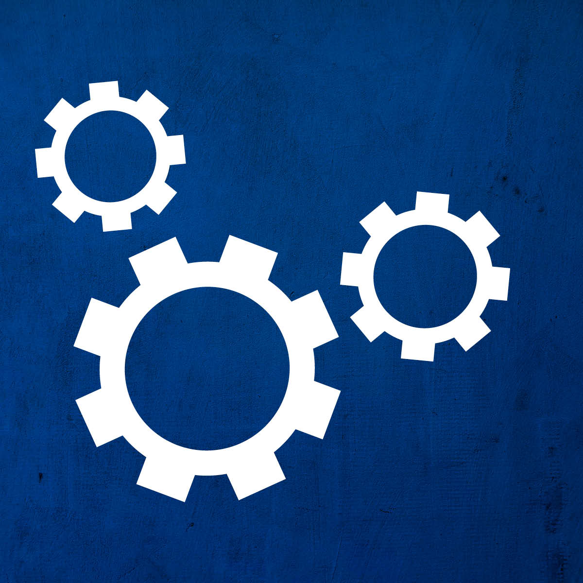 Icon für Prozesse auf blauem Betonhointegrund.